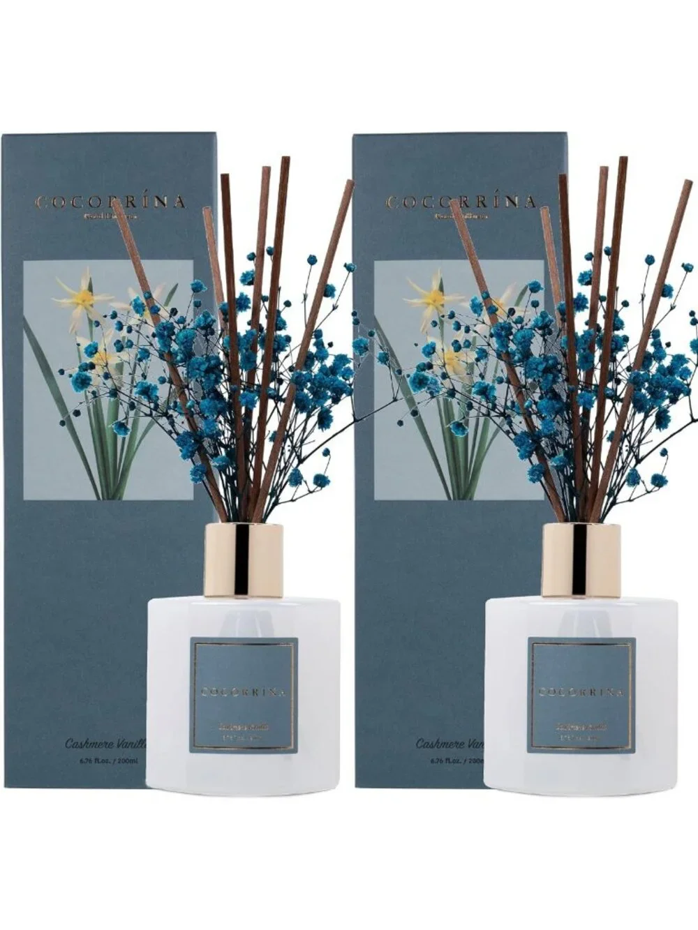 Reed Diffuser Set with Baby's Breath & Cashmere Vanilla - 2 Packs, 6.7oz